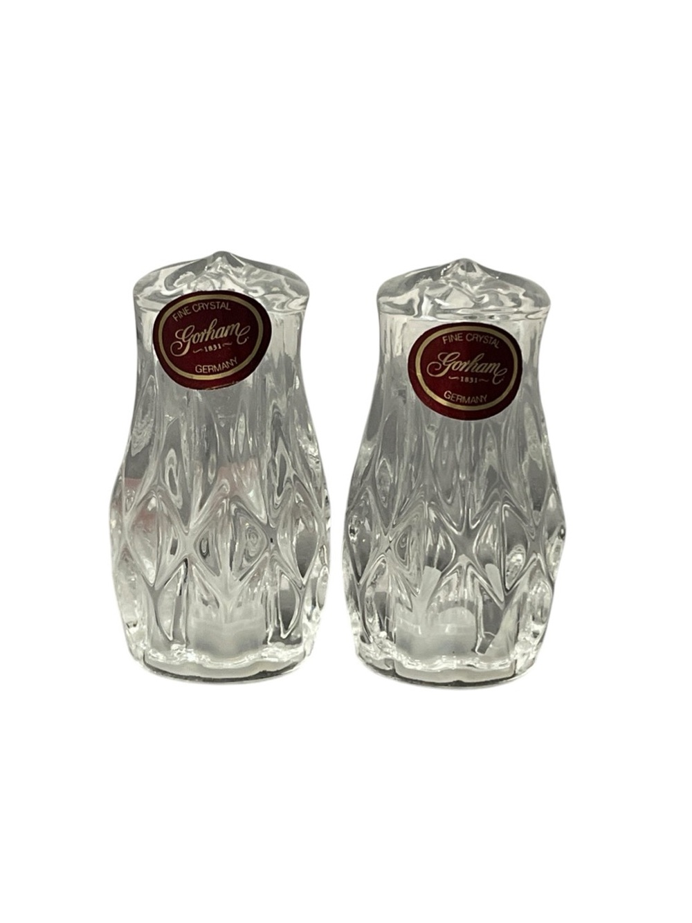 Gorham Clear Crystal Diamond-Cut Salt & Pepper Shakers